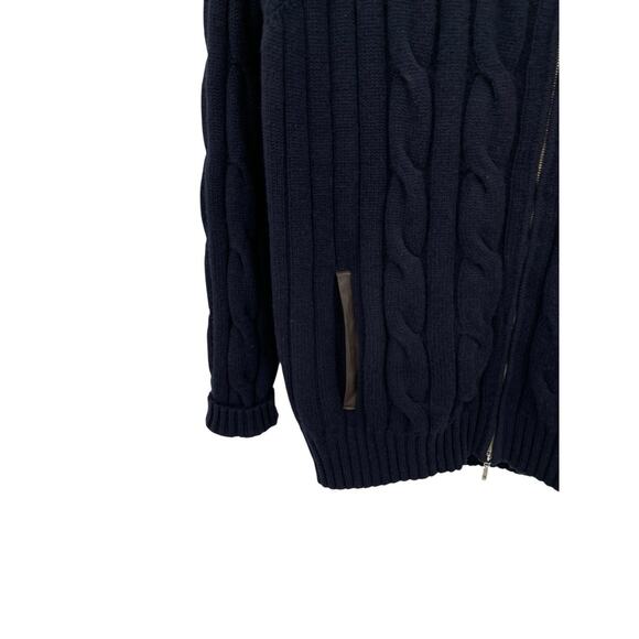 Doriani Cashmere Cardigan Sweater Full Zip Cable Knit Blue Men's Size 60 XL - Picture 5 of 16